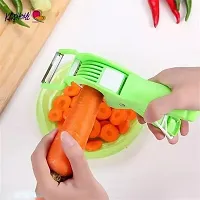 VENIK 2 In 1 Veg Sharp Stainless Steel 5 Blade Cutter with Peeler for Kitchen Slicer and Peeler with Smart Locking System Vegetable  Fruit Grater  Slicer (Pack of 1 , GRREN )-thumb2