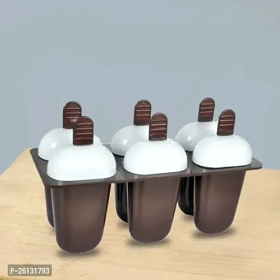 Candy Mould Ice Candy Maker Plastic Frozen Ice Cream Mould Tray Of 6 Candy With Reusable Stick-thumb0