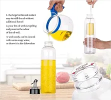 VENIK Oil Dispenser Bottle Spout | Transparent Leakproof Oil Pourer Jar | Oil Drop Container For Easy Pouring Soy Sauce Vinegar Storage For Kitchen ( Plastic , 1 Litre , Pack Of 2 )-thumb1