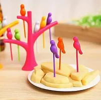 Fruit Snack Dessert Forks Bird Shape with Tree Shape Holder-thumb1