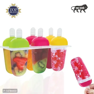 VENIK Candy Mould, Ice Candy Maker Plastic Frozen Ice Cream Mould Tray Of 6 Candy With Reusable Stick
