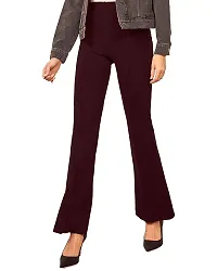 Classic Ravishing Women Bootcut Trousers Black-Wine-thumb2