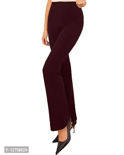 Classic Ravishing Women Bootcut Trousers Black-Wine-thumb4