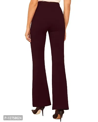 Classic Ravishing Women Bootcut Trousers Black-Wine-thumb5