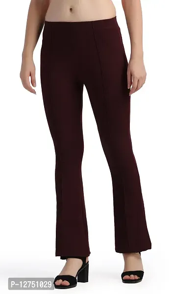 WOMFIT Classic Ravishing Women Bootcut Trousers Wine-thumb0