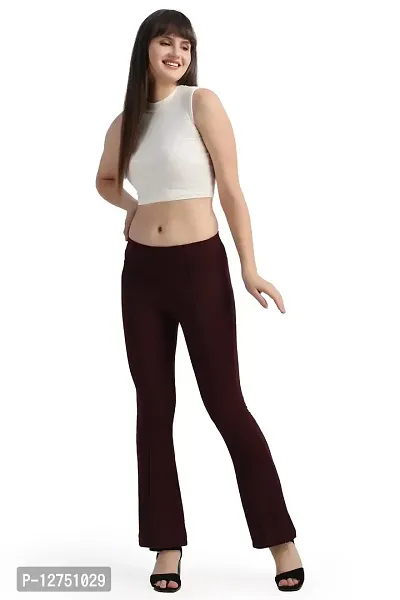 WOMFIT Classic Ravishing Women Bootcut Trousers Wine-thumb5