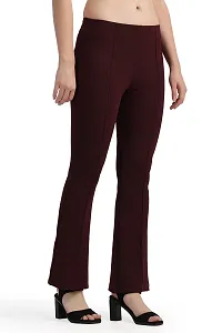 WOMFIT Classic Ravishing Women Bootcut Trousers Wine-thumb2