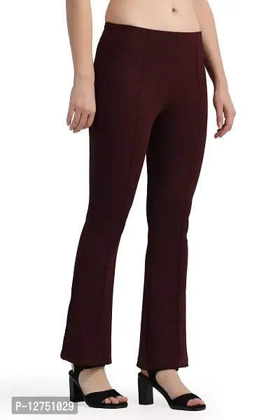 WOMFIT Classic Ravishing Women Bootcut Trousers Wine-thumb3