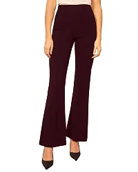 Classic Ravishing Women Bootcut Trousers Black-Wine-thumb1