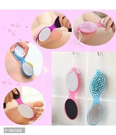 4 In 1 Foot File With Pedicure And Manicure Brush Multi Use Pedicure Paddle Brush(Cleanse, Scrub, File And Buff) Pedicure Tool Pedicure Brush For Feet Foot Scrubber - 01 pCS-thumb0