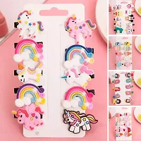 Unicorn Style Random Design Hair Clips for Girls Pack of 10 Pieces - Kids Hair Clips-thumb2