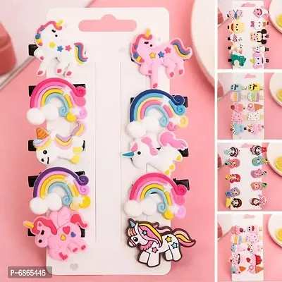 Unicorn Style Random Design Hair Clips for Girls Pack of 10 Pieces - Kids Hair Clips-thumb3