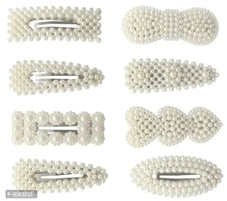 Pearl - Metal Hair Clip for Women and Girls, 8 Pieces