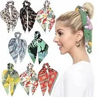 RANDOM COLOR 3PCS Satin Hair Scarf Scrunchies for Women Plain Hair Bobbles Solid Color Fabric Scrunchy Elastic Hair Ties Ponytail Holder Hair Accessories-thumb3