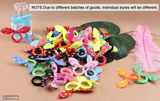 24 Pieces - Rabbit Ear Hair Tie Rubber Bands Style Ponytail Holder, Bunny Ear Rubber Band for Girls (Multicolour)