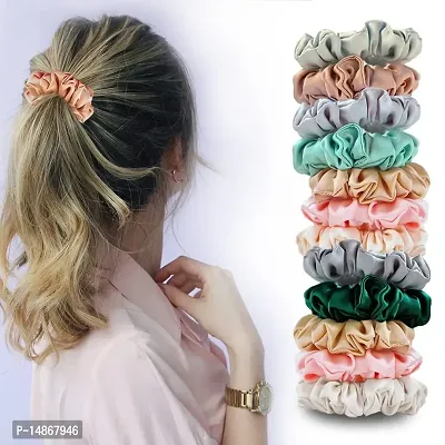 06 Pieces Satin Hair Scrunchies Silk Elastic Hair Bands Soft Solid Hair Ties Ropes Ponytail Scrunchies for Women Girls Hair Accessories Decorations