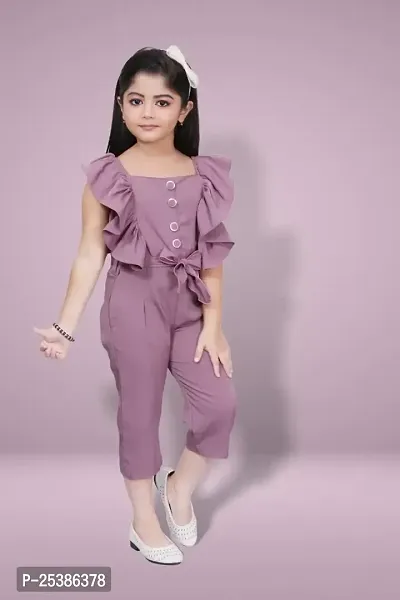 Elegant Cotton Solid Jumpsuits For Girls-thumb0