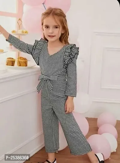 Elegant Cotton Checked Jumpsuits For Girls