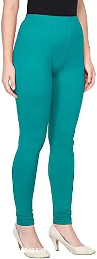 Fabulous Green Cotton Solid Leggings For Women-thumb0