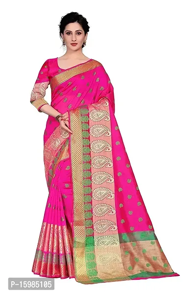 Stylish Cotton Silk Pink Saree with Blouse piece