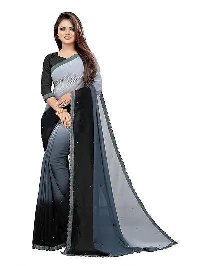 Beautiful Georgette Moti Look Saree With Blouse Piece