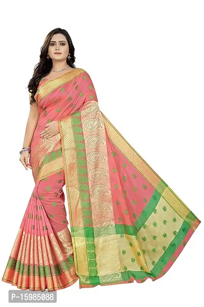 Stylish Cotton Silk Pink Saree with Blouse piece-thumb0