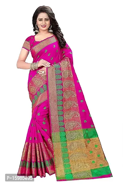 Stylish Cotton Silk Pink Saree with Blouse piece