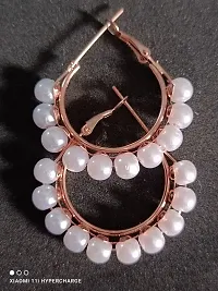women`s light weight hoop earrings(pearl style)-thumb1