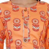 Women's Printed Straight Orange Rayon Kurta Bottom Set-thumb4