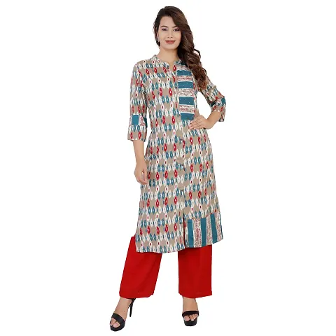 Women's Straight Multiolcor Rayon Kurta Bottom Set