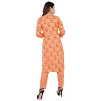 Women's Printed Straight Orange Rayon Kurta Bottom Set-thumb3