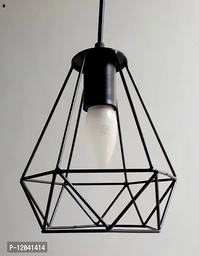 Ercole Diamond Shade Hanging Pendant Light Ceiling Lamp for Home Bedroom Hall Cafe Restaurant Office Decoration (Black, Bulbs Not Included)-thumb3