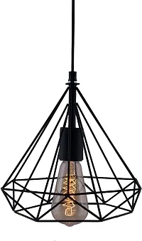 Ercole Metal Diamond Cage Industrial Retro Country Style Hanging Pendant Light Ceiling Lamp for Home Bedroom Hall Cafe Restaurant Office Decoration (Bulbs Not Included)-thumb1