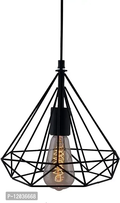 Ercole Metal Diamond Cage Industrial Retro Country Style Hanging Pendant Light Ceiling Lamp for Home Bedroom Hall Cafe Restaurant Office Decoration (Bulbs Not Included)-thumb2