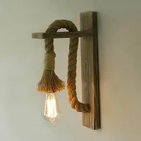 ERCOLE Rope Wall Hanging Wood Light for Home Decoration (Brown) - Pack of 1-thumb1