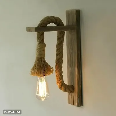 ERCOLE Rope Wall Hanging Wood Light for Home Decoration (Brown) - Pack of 1-thumb2