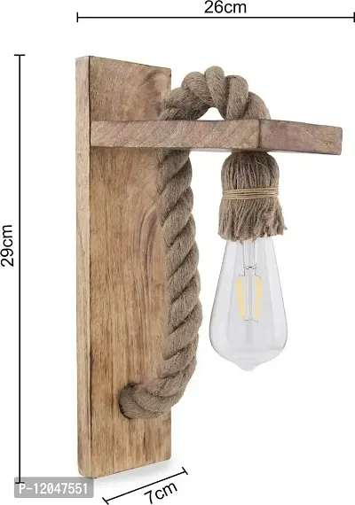 ERCOLE Rope Wall Hanging Wood Light for Home Decoration (Brown) - Pack of 1-thumb5