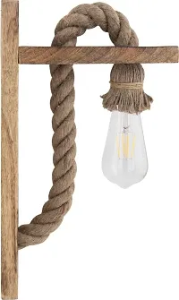 ERCOLE Rope Wall Hanging Wood Light for Home Decoration (Brown) - Pack of 1-thumb3