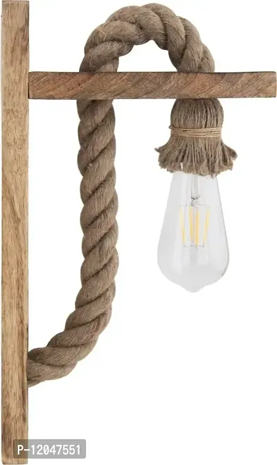 ERCOLE Rope Wall Hanging Wood Light for Home Decoration (Brown) - Pack of 1-thumb4