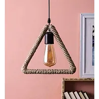 Ercole? Rope Design Triangle Shape Pendant Hanging Ceiling Lamp for Home Decor (Brown, No Bulbs Included)-thumb2