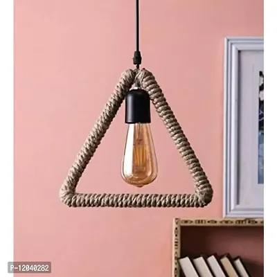 Ercole? Rope Design Triangle Shape Pendant Hanging Ceiling Lamp for Home Decor (Brown, No Bulbs Included)-thumb3