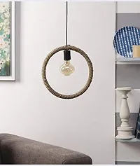 Ercole? Round Rope Hanging Ceiling Light Rope Light (Brown, Bulb Not Included)-thumb1
