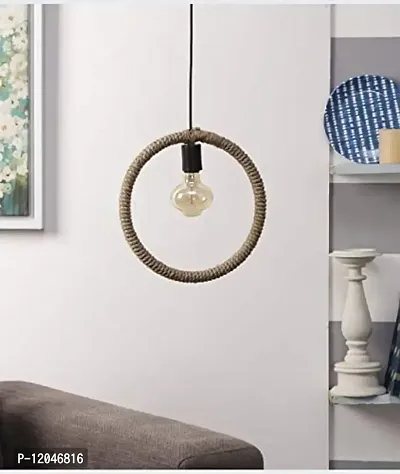 Ercole? Round Rope Hanging Ceiling Light Rope Light (Brown, Bulb Not Included)-thumb2