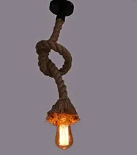 Ercole Rope Hanging Without Bulb Pendant Hanging Light Ceiling Lamp for Home Decor (Brown, Bulb Not Provided)-thumb1
