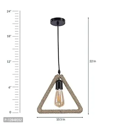 Ercole? Rope Design Triangle Shape Pendant Hanging Ceiling Lamp for Home Decor (Brown, No Bulbs Included)-thumb4