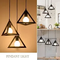 Ercole? Triangle Shape Hanging Pendant Ceiling Light Lamp for Home Garden Decor (Pack of 1,Black, No Bulbs Included)-thumb1