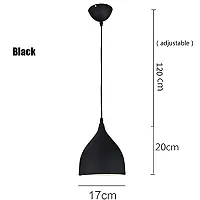 Ercole Metal E26/E27 Down Wine Glass Shape Pendant Light Hanging Lights Ceiling Lamp for Bed Room Dining for Home Cafe Bar Restaurant (Black, No Bulbs Provided)-thumb1