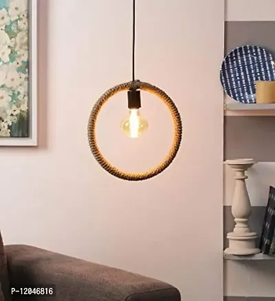 Ercole? Round Rope Hanging Ceiling Light Rope Light (Brown, Bulb Not Included)-thumb0