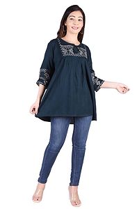 Rayon Round Neck women Embroidery Tops-thumb4