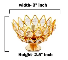 Brass Flower Crystal Diya Akhand Jyoti Oil Lamp for Home Temple Puja Decor Gifts Pack of 4 (Crystel Bowl, 4 pcs)-thumb1